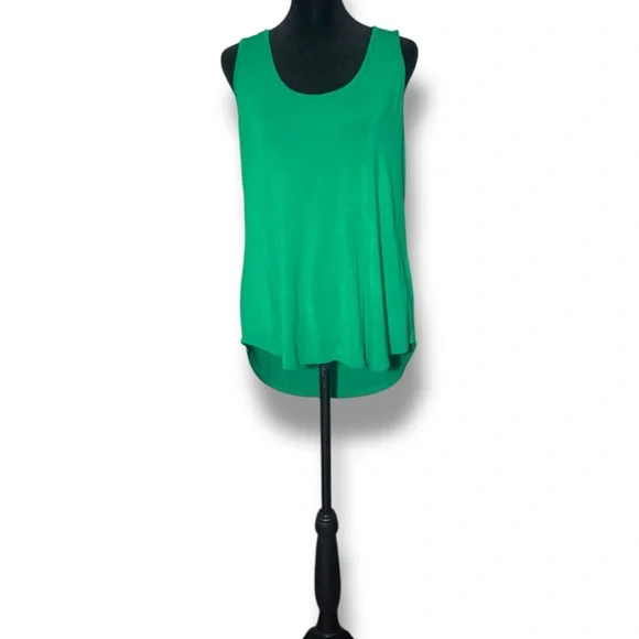 Cable & Gauge NWOT Forest Green Cotton High Low Scoop Neck Relaxed Tank Top - Picture 2 of 15